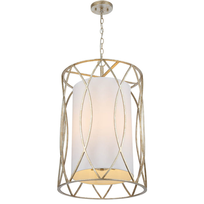 DOVER: Caged Pendant Light with Fabric Inner Shade (Available in Black & Antique Silver)