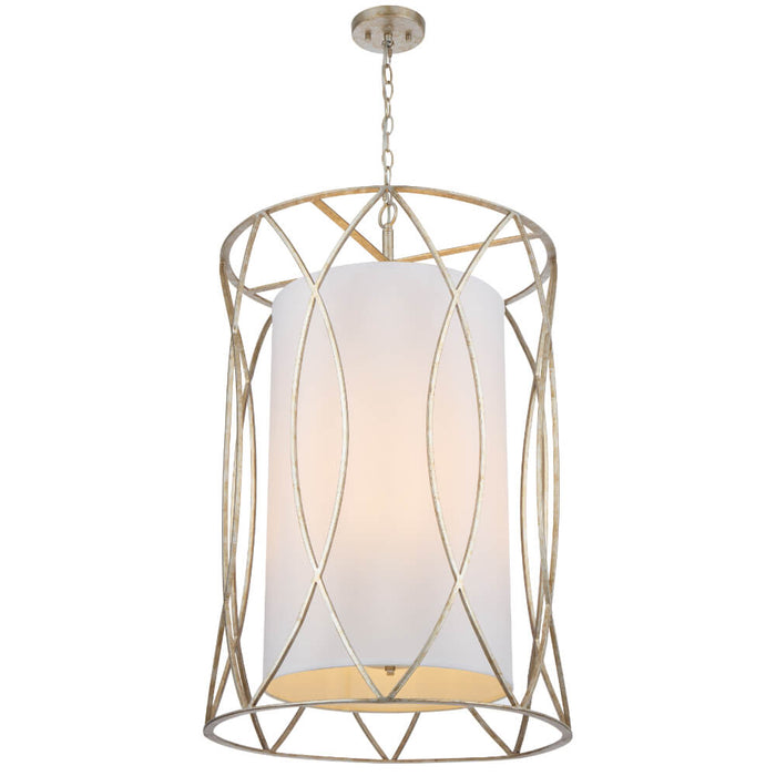 DOVER: Caged Pendant Light with Fabric Inner Shade (Available in Black & Antique Silver)