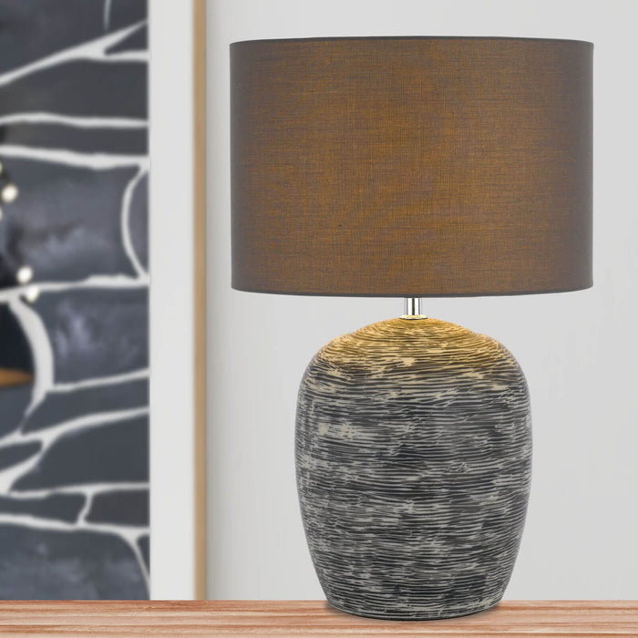 DUSTY: Ceramic Table Lamp with Fabric Drum Shade