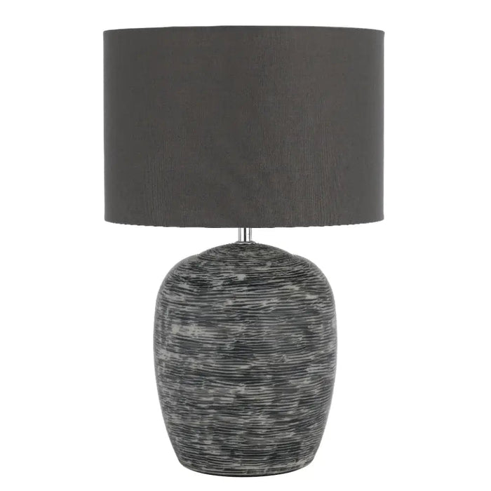 Telbix DUSTY: Ceramic Table Lamp with Fabric Drum Shade