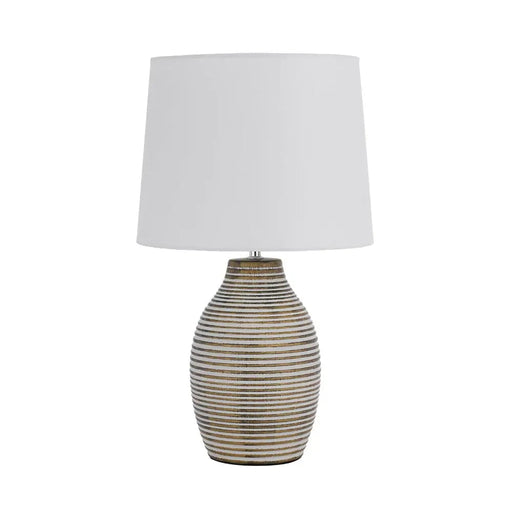 Telbix EARTH: Ceramic Table Lamp with White Fabric Shade