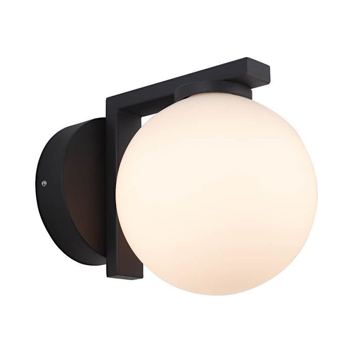 ELIN: 1 Light IP44 Wall Light with Round Glass Diffuser (Available in Black, Chrome & Gold)