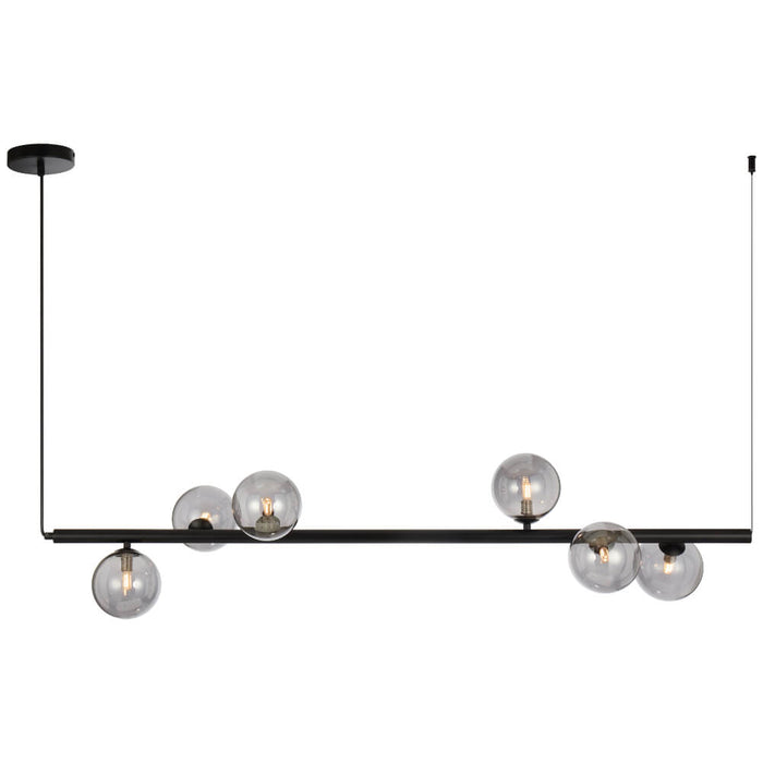 ELSON: 6 Light Versatile Pendant Light with Round Glass Shades (Available in Black & Antique Gold)