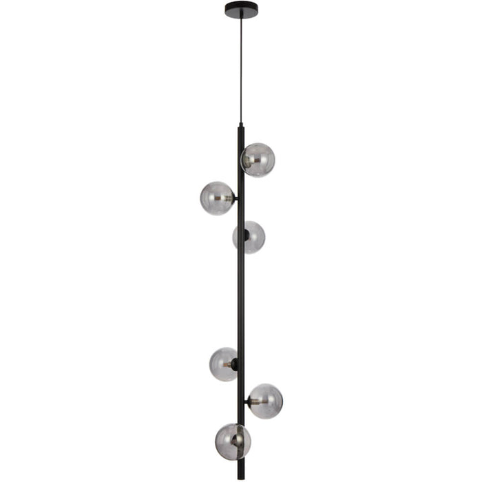 ELSON: 6 Light Versatile Pendant Light with Round Glass Shades (Available in Black & Antique Gold)