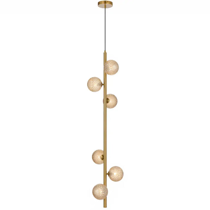 ELSON: 6 Light Versatile Pendant Light with Round Glass Shades (Available in Black & Antique Gold)