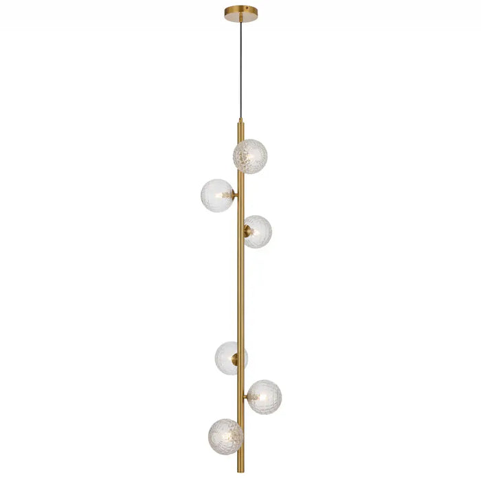 ELSON: 6 Light Versatile Pendant Light with Round Glass Shades (Available in Black & Antique Gold)