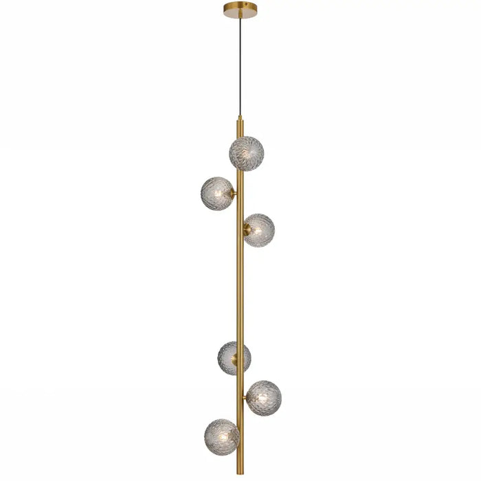 ELSON: 6 Light Versatile Pendant Light with Round Glass Shades (Available in Black & Antique Gold)