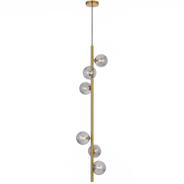 ELSON: 6 Light Versatile Pendant Light with Round Glass Shades (Available in Black & Antique Gold)