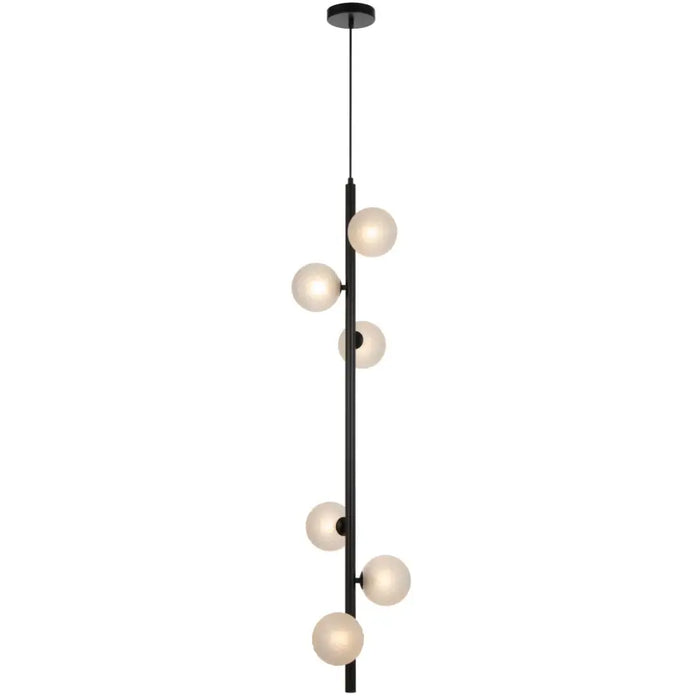 ELSON: 6 Light Versatile Pendant Light with Round Glass Shades (Available in Black & Antique Gold)