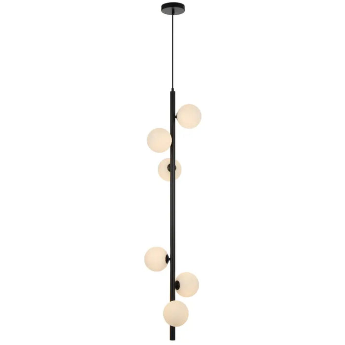 ELSON: 6 Light Versatile Pendant Light with Round Glass Shades (Available in Black & Antique Gold)