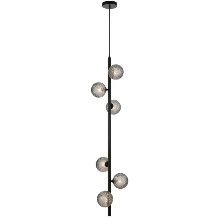 ELSON: 6 Light Versatile Pendant Light with Round Glass Shades (Available in Black & Antique Gold)