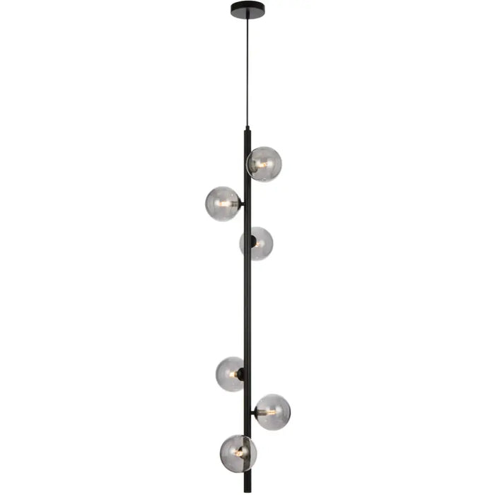 Telbix ELSON: 6 Light Versatile Pendant Light with Round Glass Shades (Available in Black & Antique Gold)