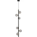 Telbix ELSON: 6 Light Versatile Pendant Light with Round Glass Shades (Available in Black & Antique Gold)