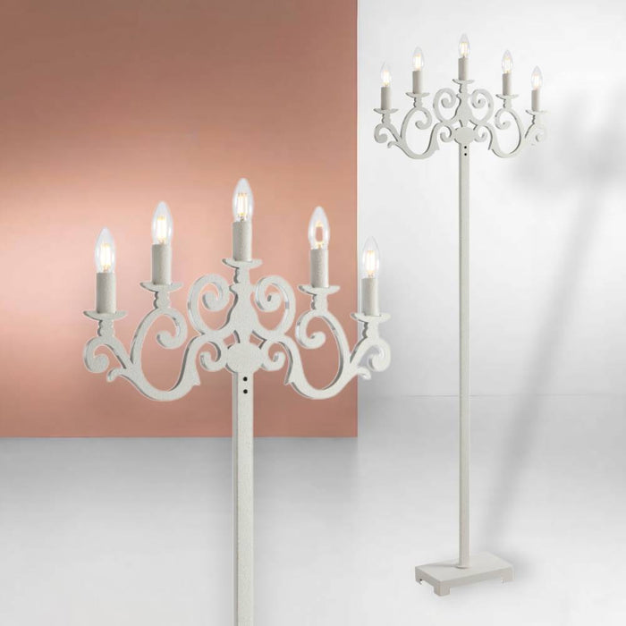 EMPORIA: 5 Light Candelabra Design Floor Lamp (Available in Black & White)