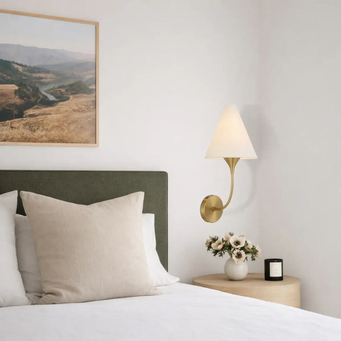 FARNIX: Contemporary Wall Light with Tapered Fabric Shades (Available in Nickel & Antique Gold)