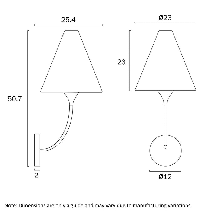 FARNIX: Contemporary Wall Light with Tapered Fabric Shades (Available in Nickel & Antique Gold)