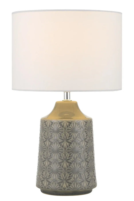 FEDON: Ceramic Table Lamp with Fabric Shade (Avail in Blue & Grey)