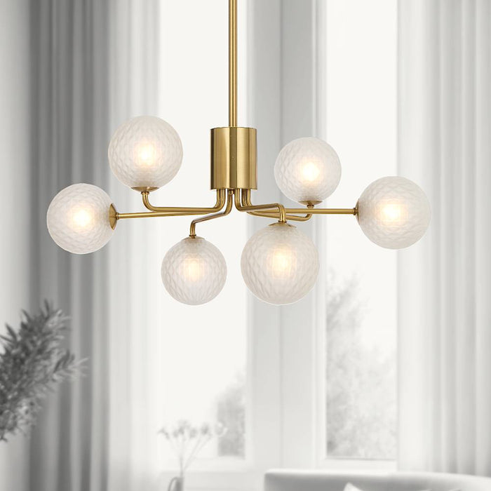 FELTON: 6 Light Elegant Modern Pendant Light with Round Glass Shades (Available in Black & Antique Gold)