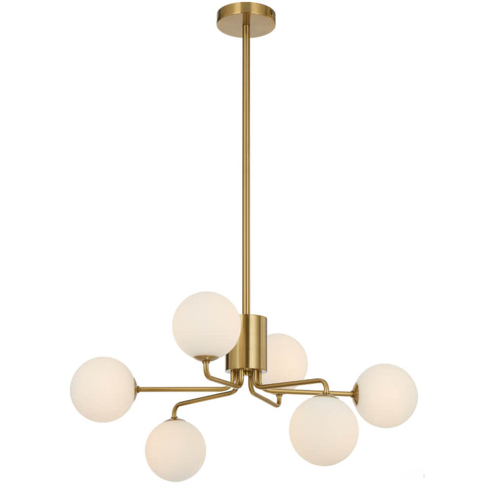 FELTON: 6 Light Elegant Modern Pendant Light with Round Glass Shades (Available in Black & Antique Gold)