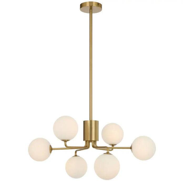 FELTON: 6 Light Elegant Modern Pendant Light with Round Glass Shades (Available in Black & Antique Gold)