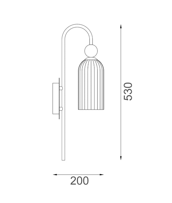 FLAUTA: Elegant Interior Wall Lights with Cylinder Ribbed Glass Shade (Available in Black & Gold)