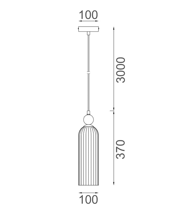 FLAUTA: Elegant Interior Pendant Lights with Cylinder Ribbed Glass Shade (Available in Black & Gold)