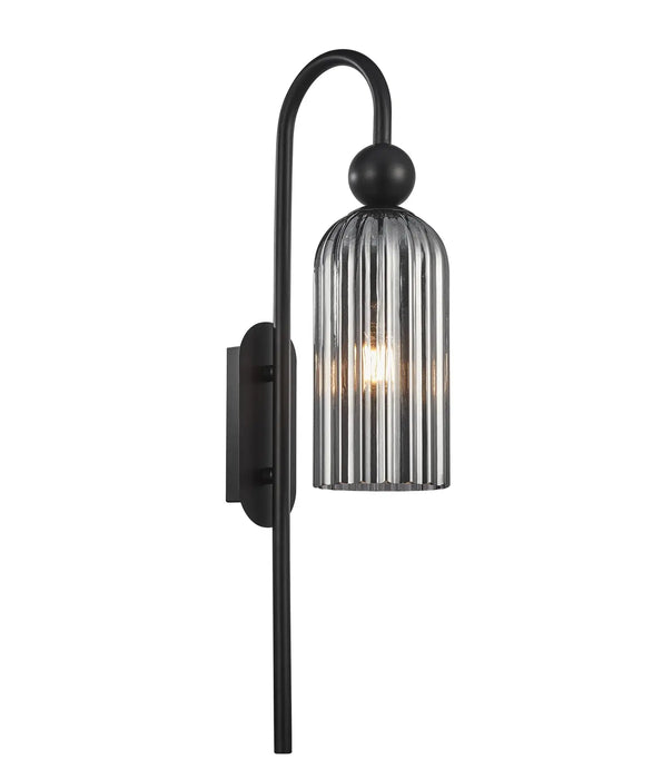 FLAUTA: Elegant Interior Wall Lights with Cylinder Ribbed Glass Shade (Available in Smoke Glass & Amber)