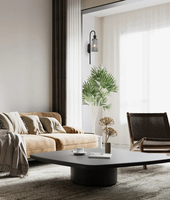 FLAUTA: Elegant Interior Wall Lights with Cylinder Ribbed Glass Shade (Available in Black & Gold)