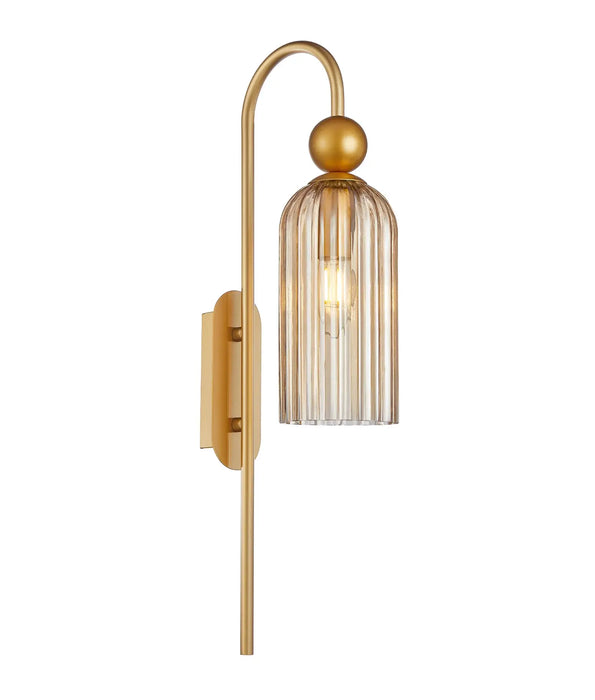 FLAUTA: Elegant Interior Wall Lights with Cylinder Ribbed Glass Shade (Available in Black & Gold)