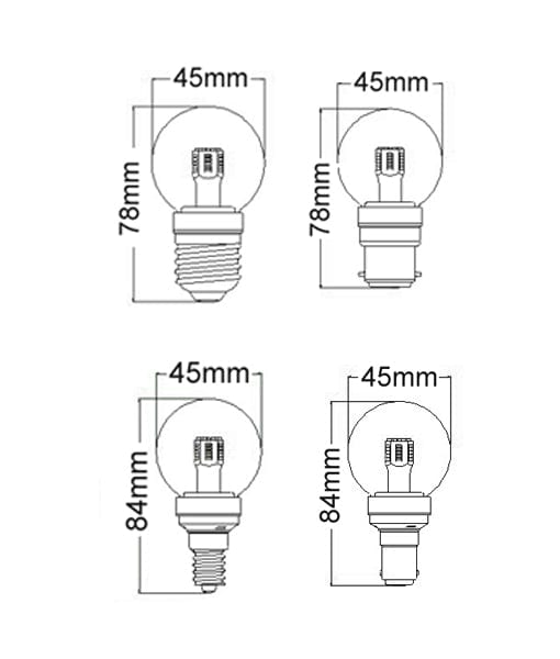 4W 5000K Frosted/Clear Fancy Round LED Globe (Avail in B22 & E27)