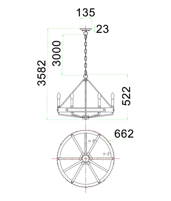 FUNALE: Natural Oak Wood Candelabra  Style Interior Pendant Lights (avail in 6 Light, 8 Light & 12 Light)