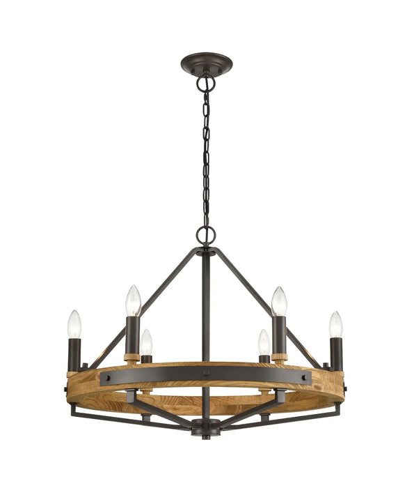 FUNALE: Natural Oak Wood Candelabra  Style Interior Pendant Lights (avail in 6 Light, 8 Light & 12 Light)