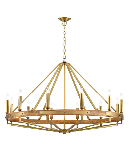 CLA FUNALE: Natural Oak Wood Candelabra  Style Interior Pendant Lights (avail in 6 Light, 8 Light & 12 Light)