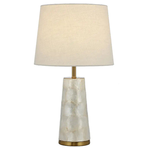 Telbix FUSELL: Decorative White Table Lamp with Capiz Shell