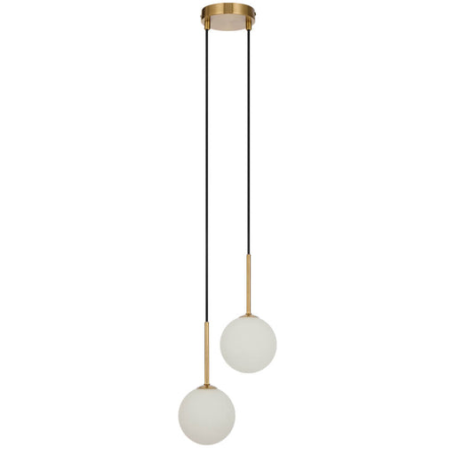 Telbix GASTON: 2 Light Elegant Modern Pendant Light with Round Glass Shades (Available in Black & Antique Gold)