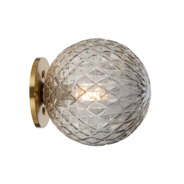 GASTON: 1 Light Modern Elegant Wall Light with Round Glass Diffuser (Available in Black & Antique Gold)