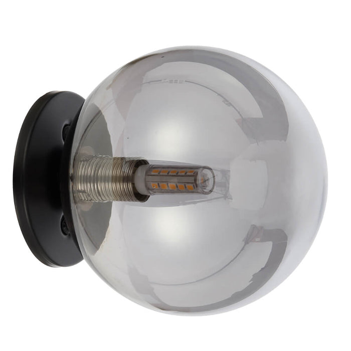 GASTON: 1 Light Modern Elegant Wall Light with Round Glass Diffuser (Available in Black & Antique Gold)