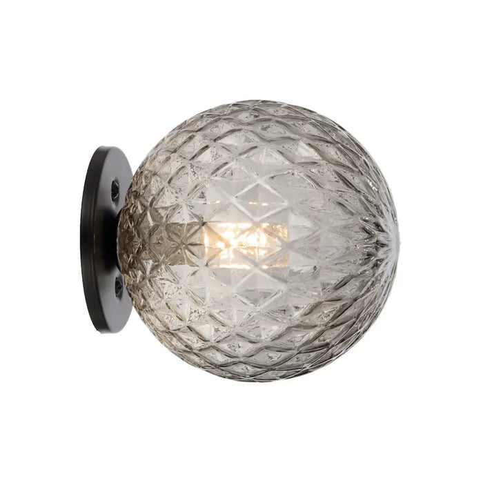 GASTON: 1 Light Modern Elegant Wall Light with Round Glass Diffuser (Available in Black & Antique Gold)