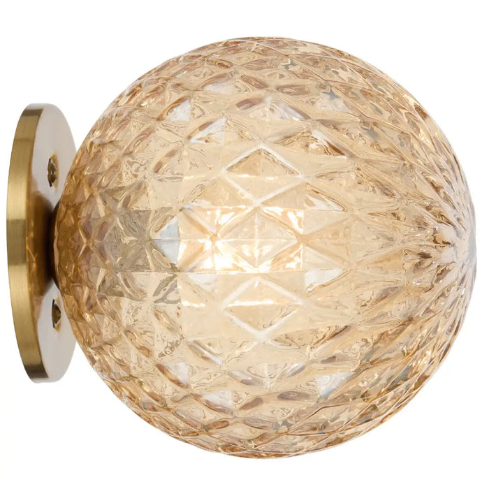 GASTON: 1 Light Modern Elegant Wall Light with Round Glass Diffuser (Available in Black & Antique Gold)