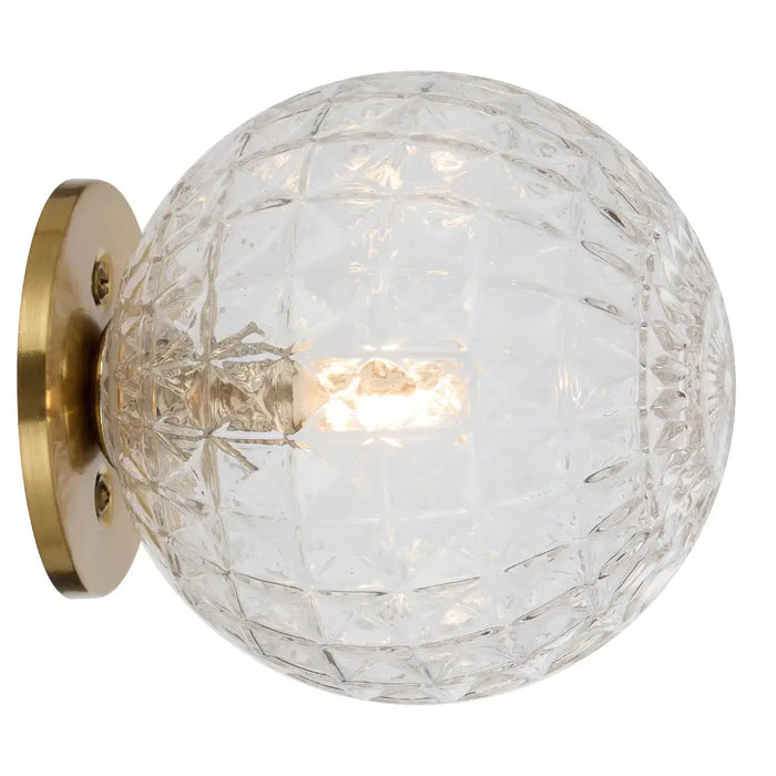 GASTON: 1 Light Modern Elegant Wall Light with Round Glass Diffuser (Available in Black & Antique Gold)