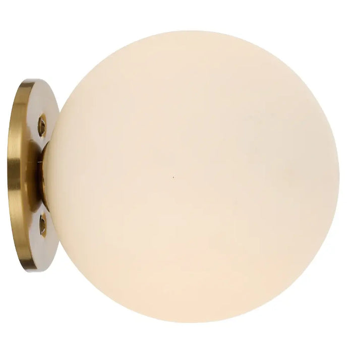 GASTON: 1 Light Modern Elegant Wall Light with Round Glass Diffuser (Available in Black & Antique Gold)