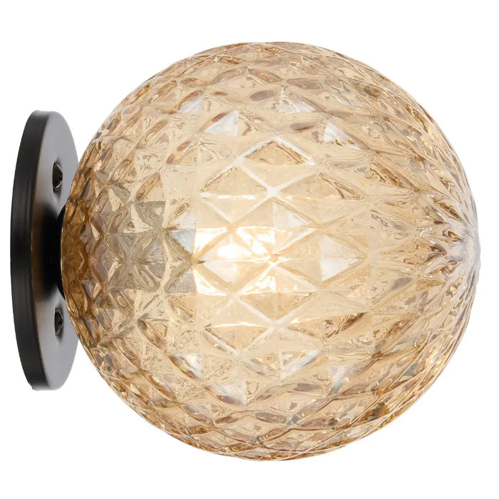 GASTON: 1 Light Modern Elegant Wall Light with Round Glass Diffuser (Available in Black & Antique Gold)