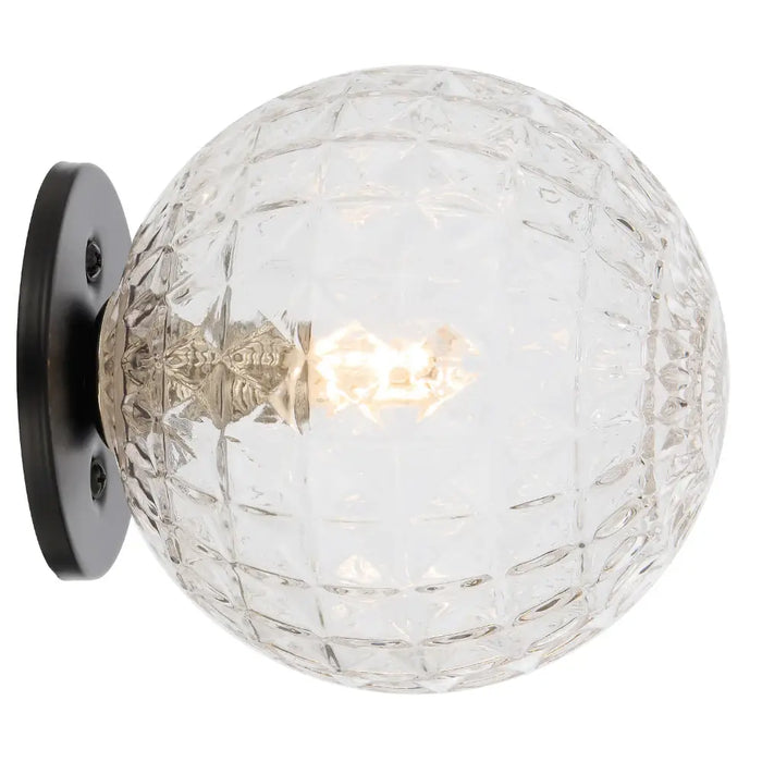 GASTON: 1 Light Modern Elegant Wall Light with Round Glass Diffuser (Available in Black & Antique Gold)