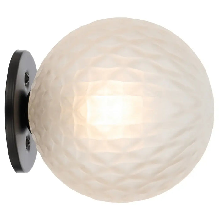 GASTON: 1 Light Modern Elegant Wall Light with Round Glass Diffuser (Available in Black & Antique Gold)