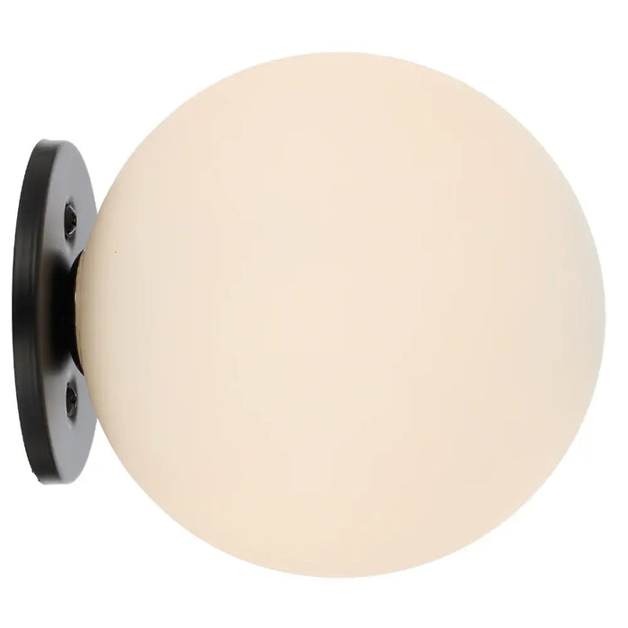 GASTON: 1 Light Modern Elegant Wall Light with Round Glass Diffuser (Available in Black & Antique Gold)