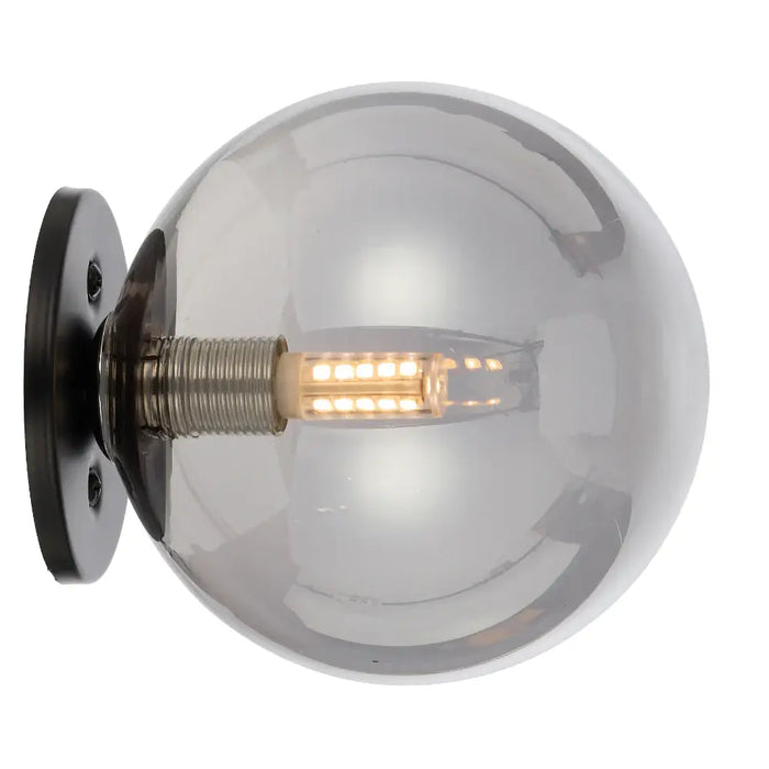 GASTON: 1 Light Modern Elegant Wall Light with Round Glass Diffuser (Available in Black & Antique Gold)