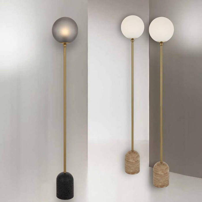 GINA: Metal Floor Lamp with Glass Shade (Available in Black & Beige)