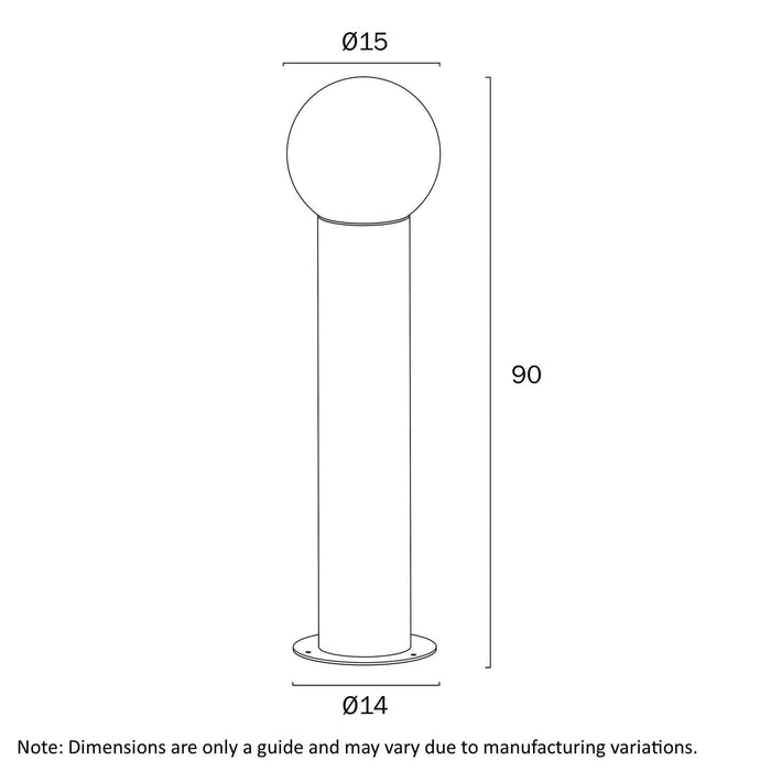 GOREM: Black Exterior Bollard Light with Opal Sphere Head