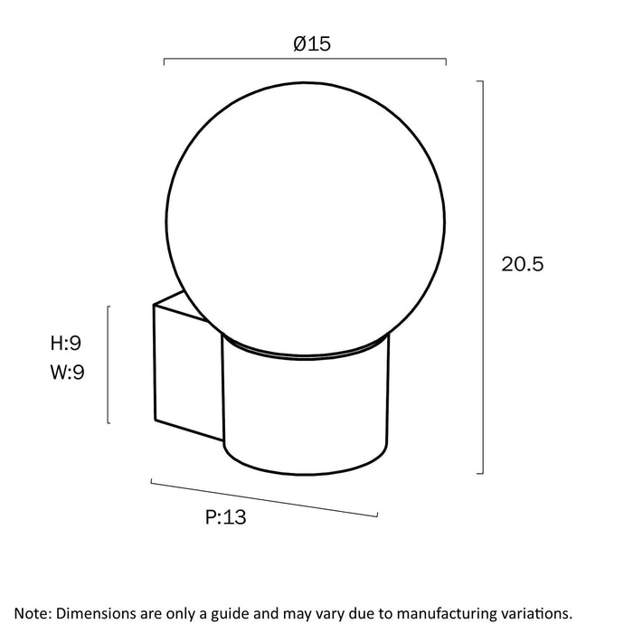 GOREM: Opal Sphere Black Exterior Wall Bracket