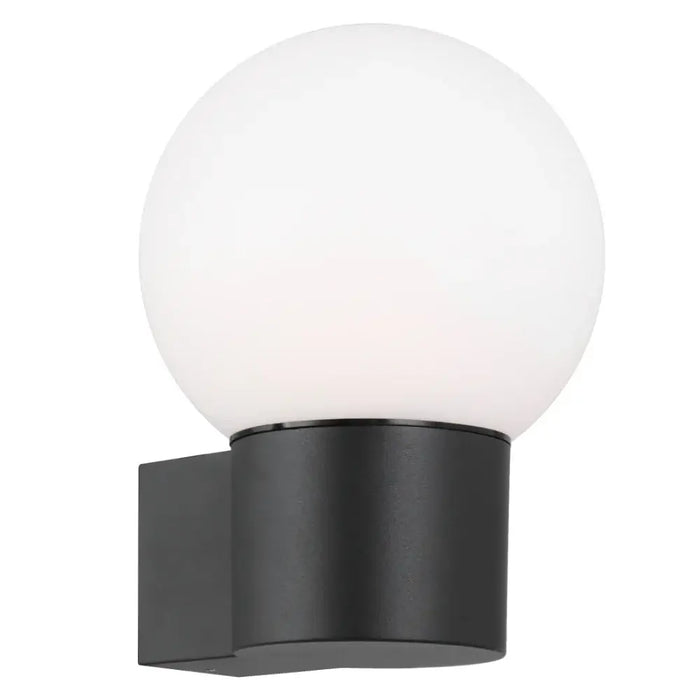 Telbix GOREM: Opal Sphere Black Exterior Wall Bracket
